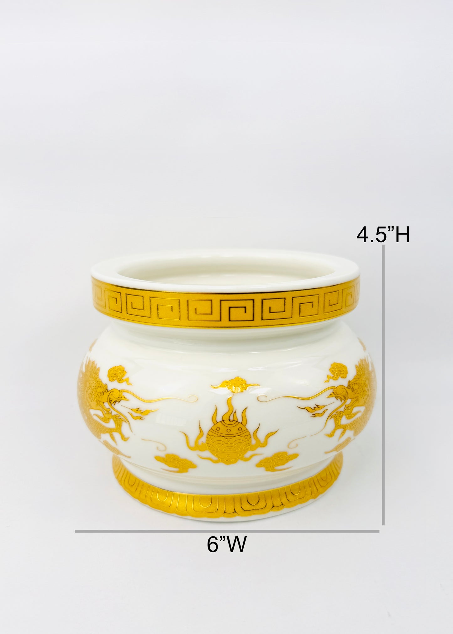 Imperial Two Dragons & Flaming Pearl – Incense Holder Pot – Ceramic