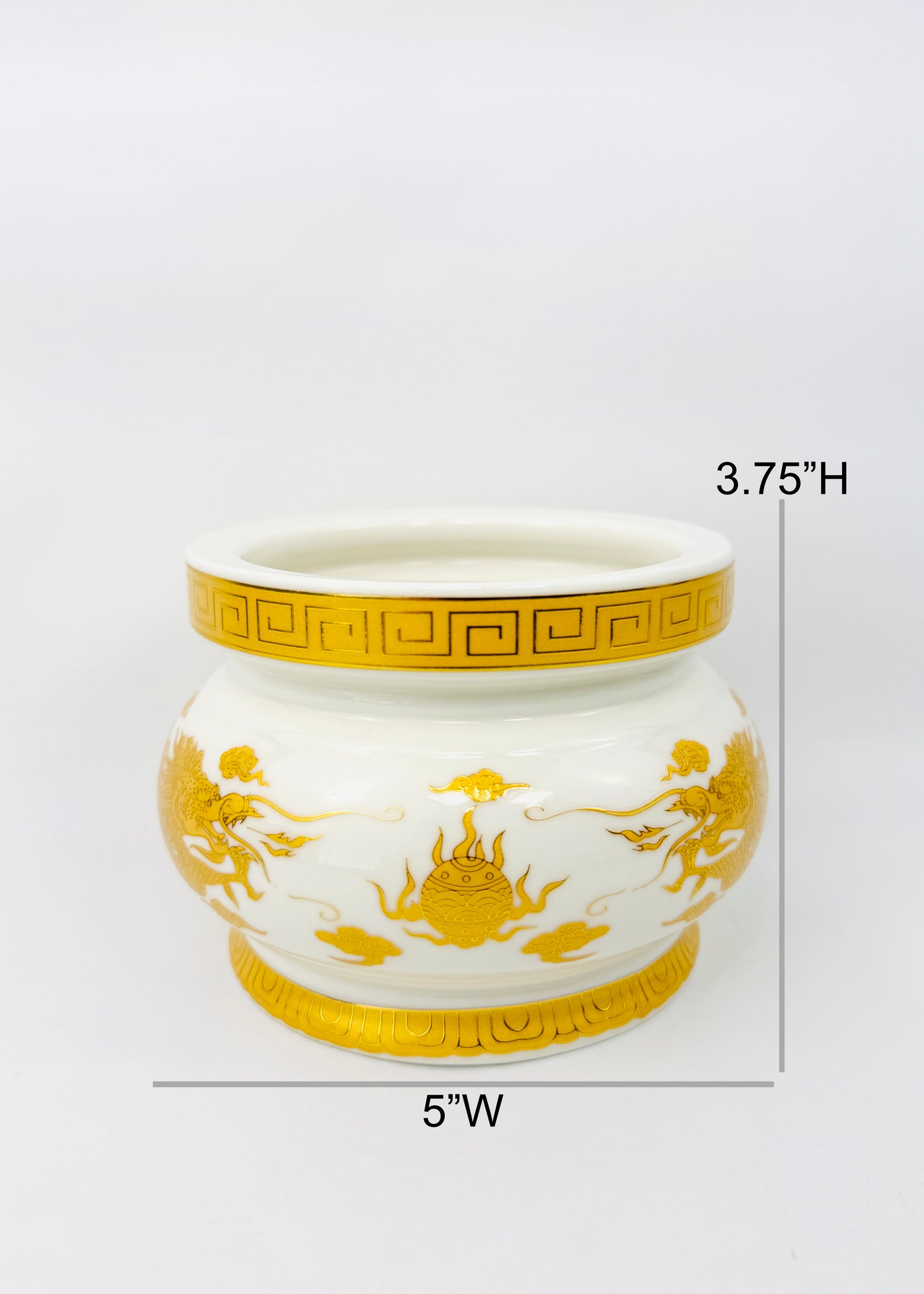 Imperial Two Dragons & Flaming Pearl – Incense Holder Pot – Ceramic