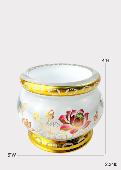 Crystal Lotus Incense Holder - Gold Trim