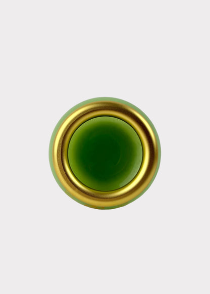 Jade Green Celadon Incense Burner with Gold-Tone Metal Base
