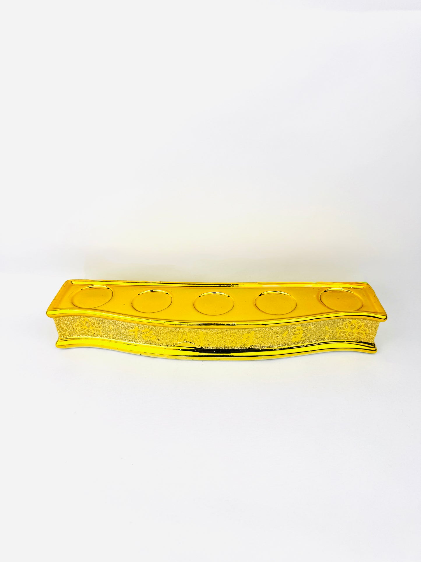 Gold Lotus Altar Offering Cups Set - 5 Cups - Curved Rectangular Base