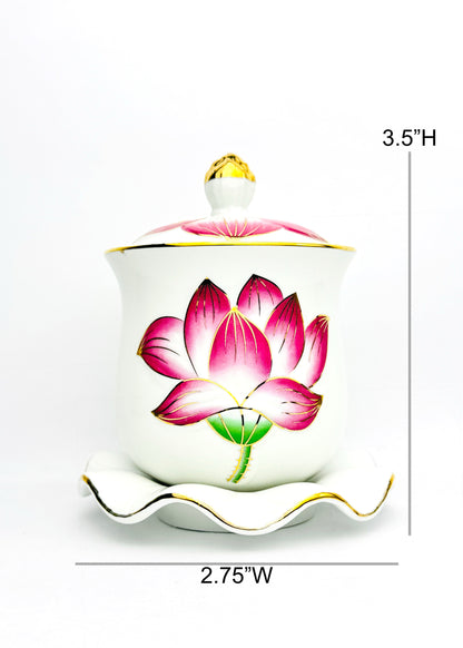 Lotus Covered Offering Cup – Single – Pink/White