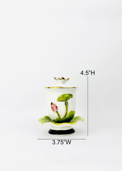 Lotus Leaf Offering Cup with Lid - Single (Pink/Green)