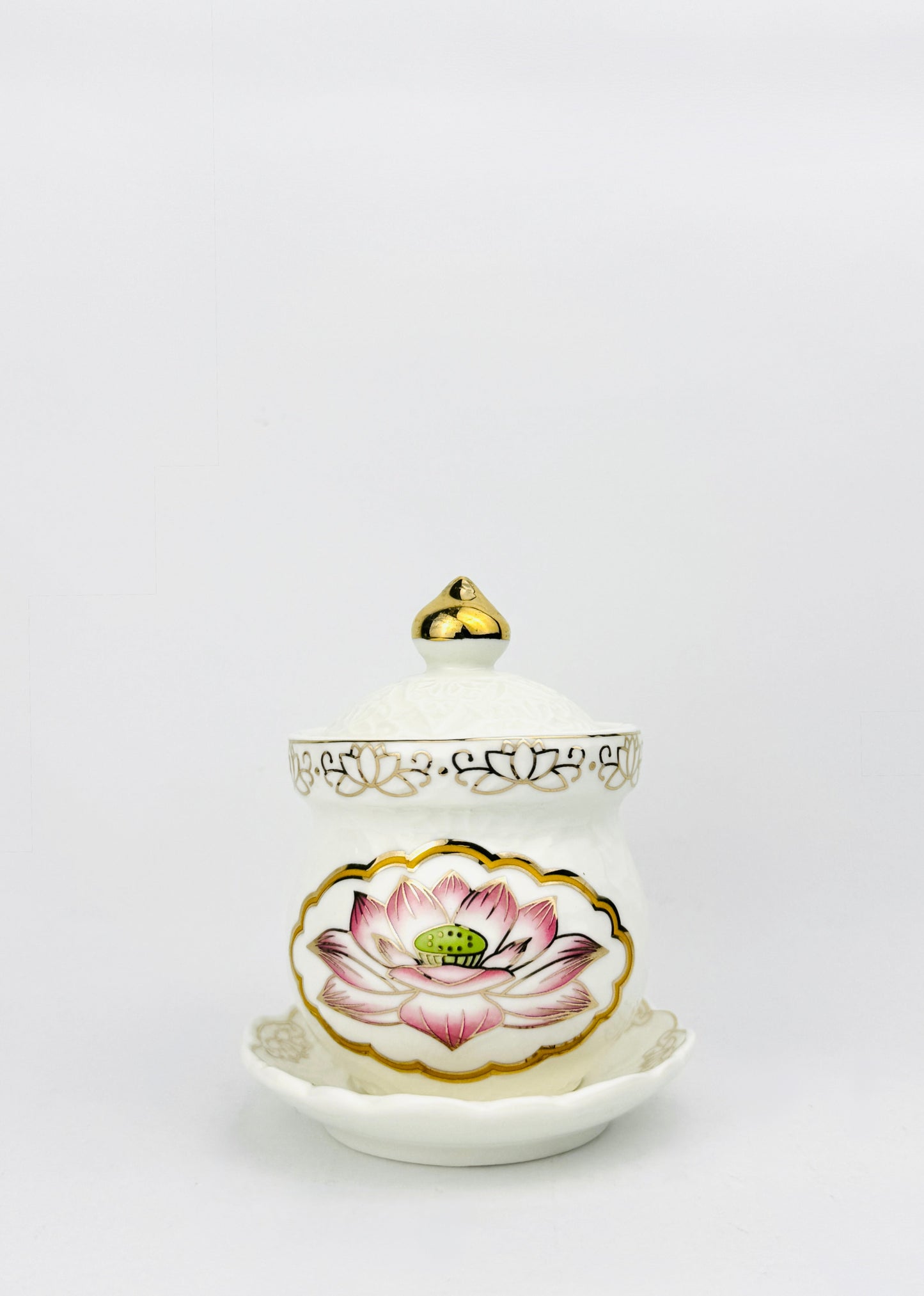 Lotus Medallion Covered Offering Cup - Single - Pink/White
