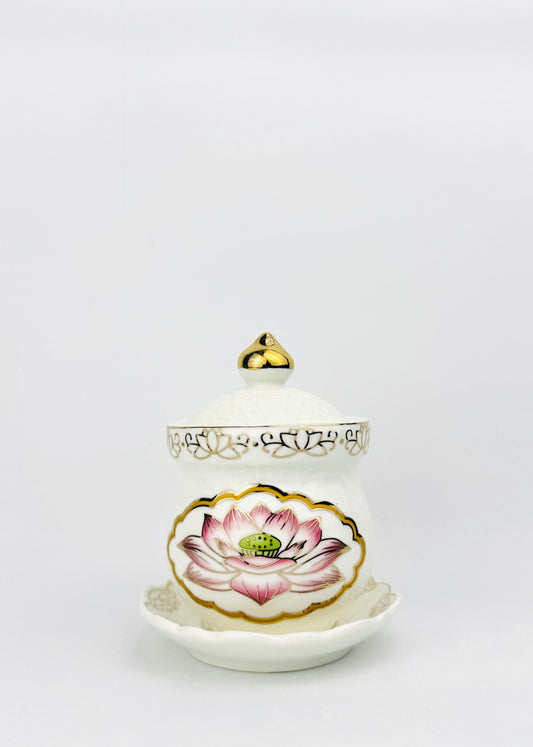 Lotus Medallion Covered Offering Cup - Single - Pink/White