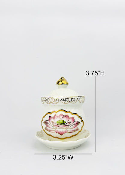 Lotus Medallion Covered Offering Cup - Single - Pink/White