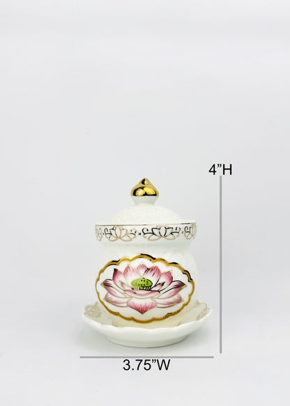 Lotus Medallion Covered Offering Cup - Single - Pink/White