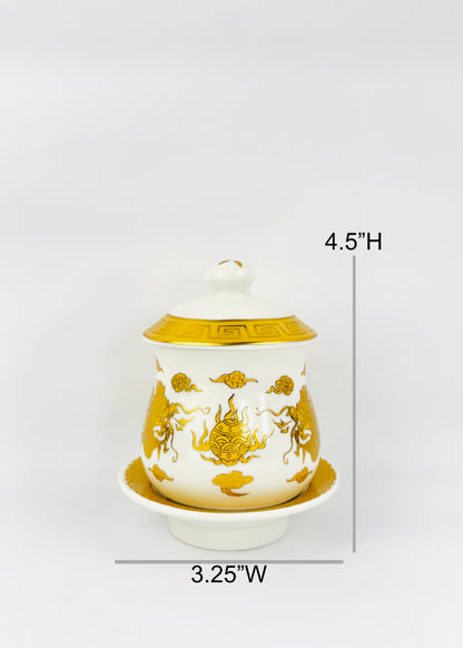 Dragon Covered Offering Cup - Single - Gold/White