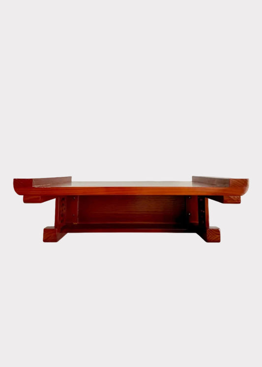 Solid Wood Floating Altar Shelf - Honey Finish Wall Mounted Buddhist Shrine Shelf