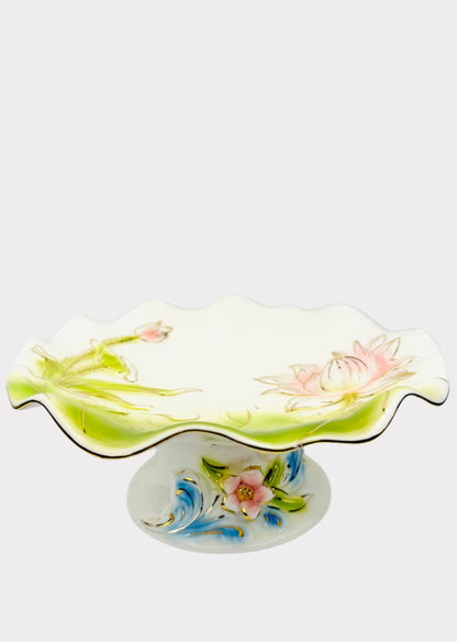 Lotus Petal Wave - Altar Plate - White/Green/Pink