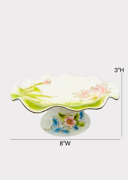 Lotus Petal Wave - Altar Plate - White/Green/Pink