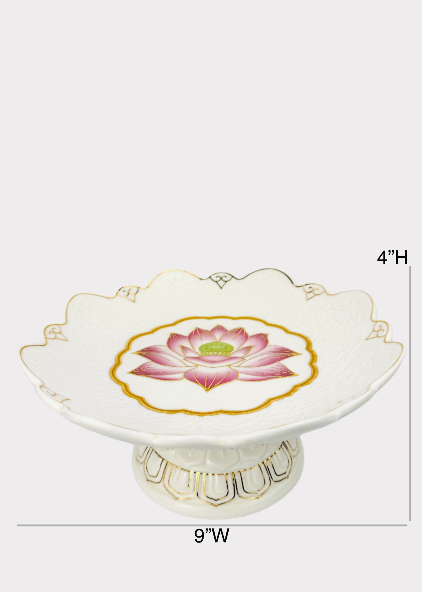 Lotus Medallion - Offering Plate - White/Gold/Pink - Ceramic