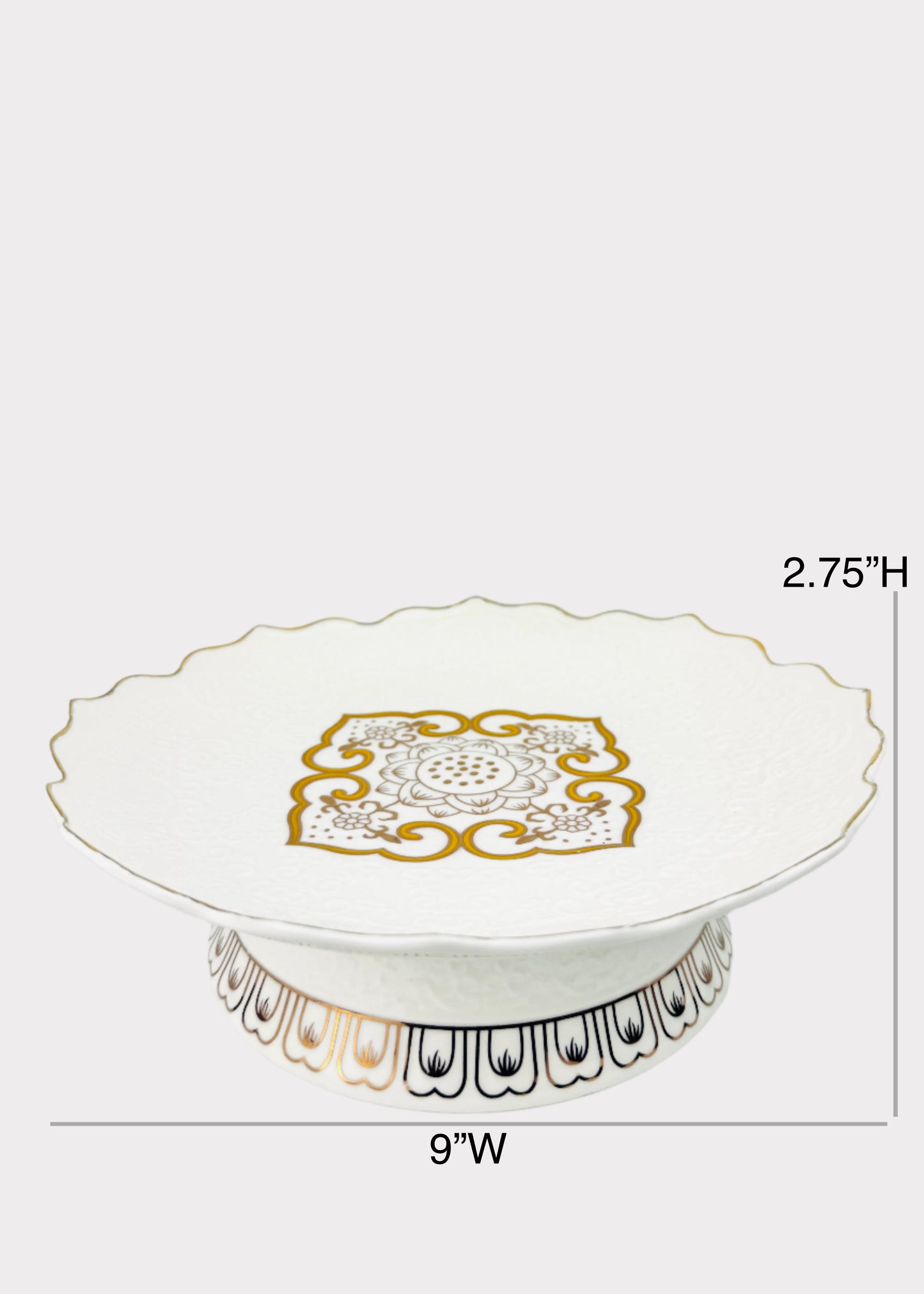 Lotus Scrollwork - Altar Plate - White/Gold