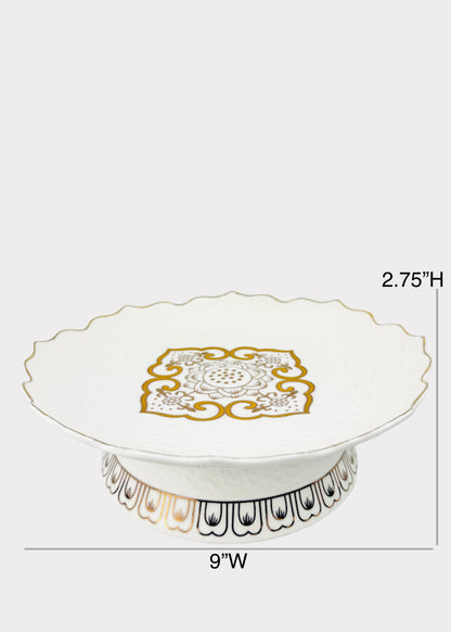 Lotus Scrollwork - Altar Plate - White/Gold
