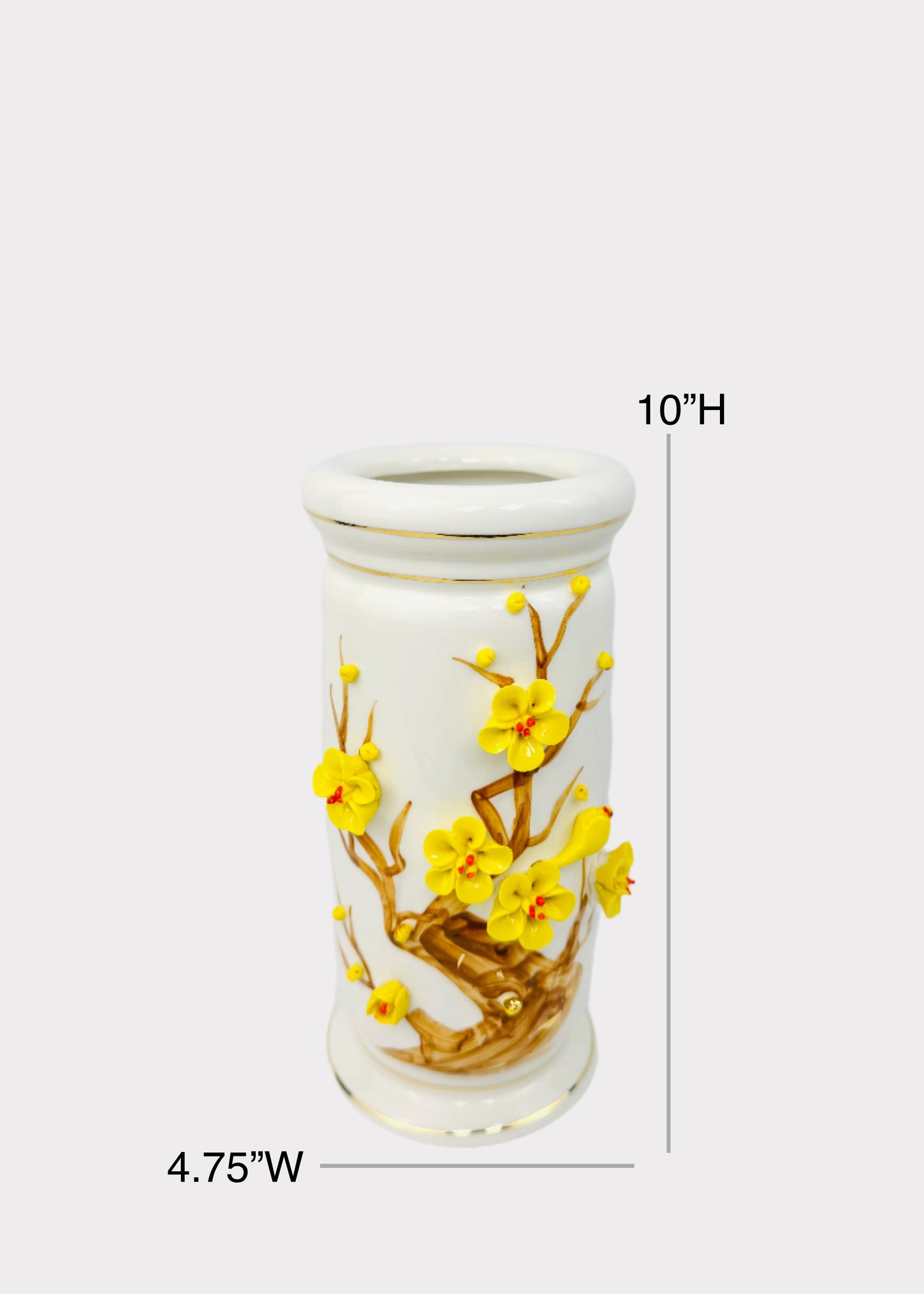 Yellow Blossom 3D Cylinder - Altar Vase - Ceramic