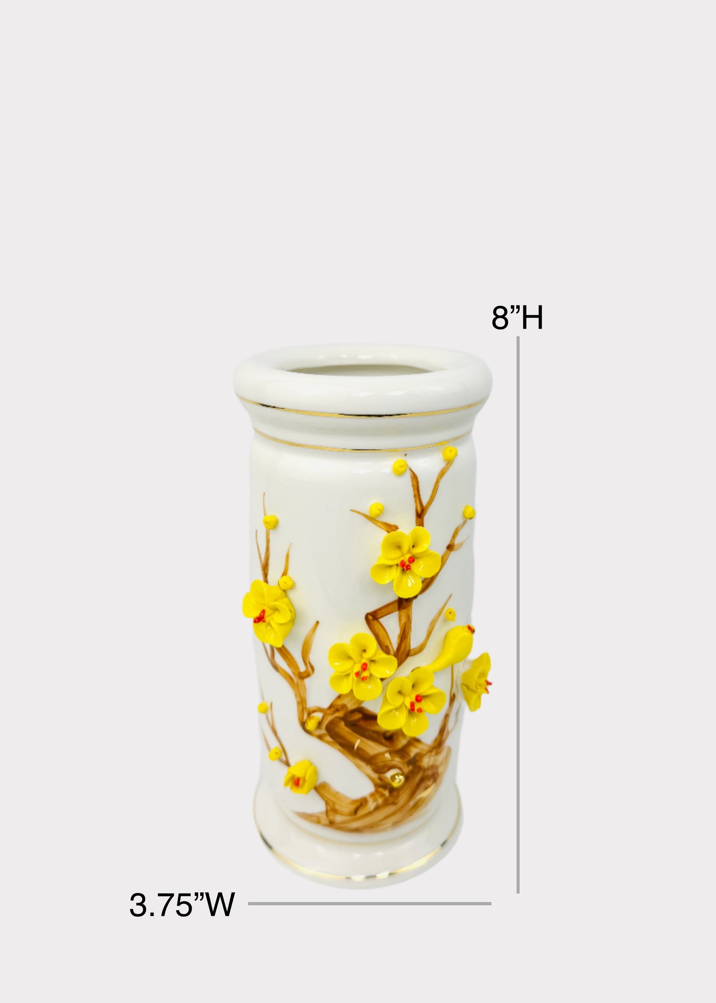 Yellow Blossom 3D Cylinder - Altar Vase - Ceramic