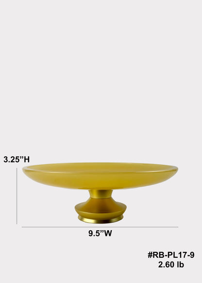 Yellow Jade Finish Offering Plate with Gold-Tone Base