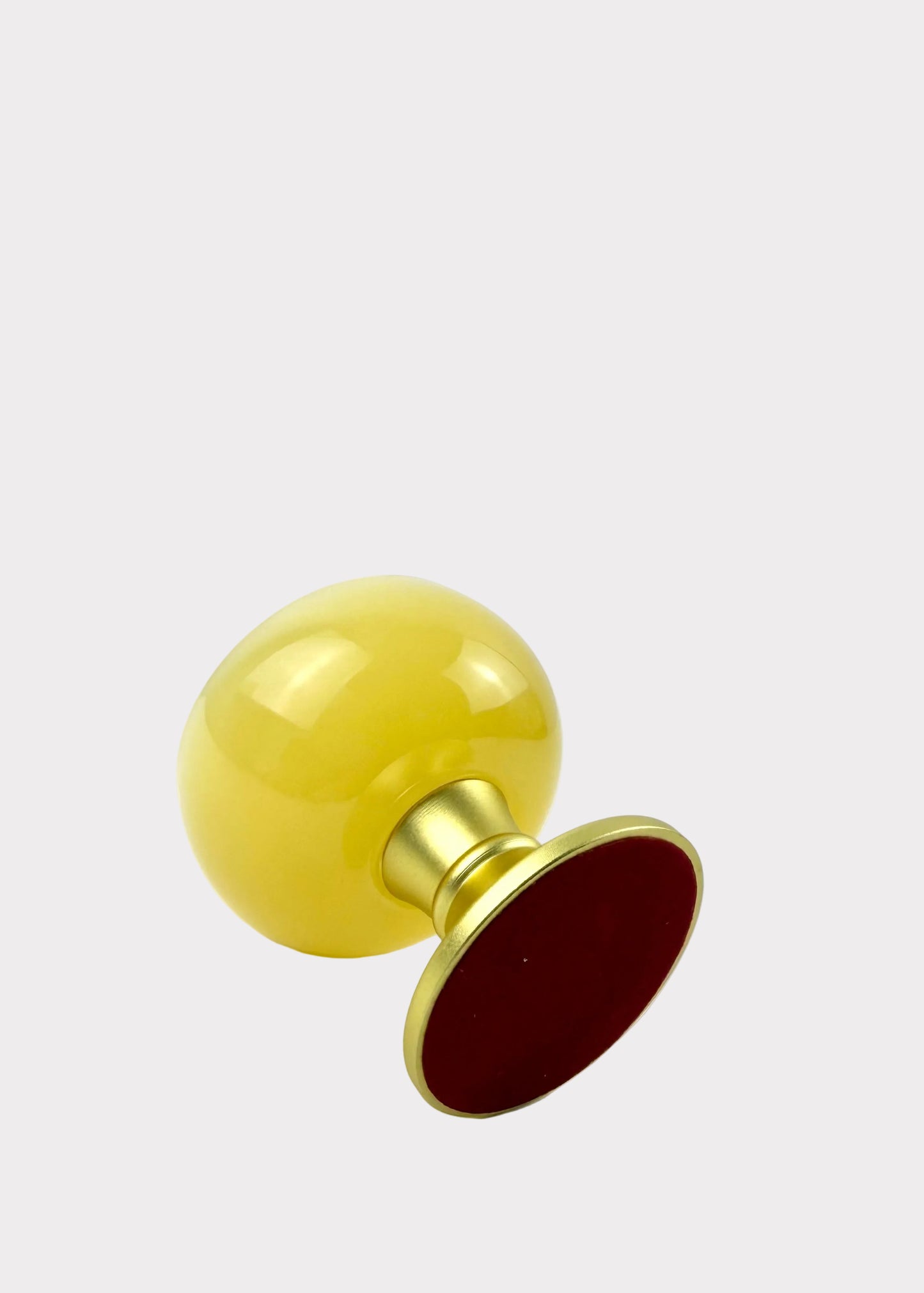 Yellow Jade Finish Offering Cup with Gold-Tone Metal Base