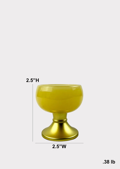 Yellow Jade Finish Offering Cup with Gold-Tone Metal Base