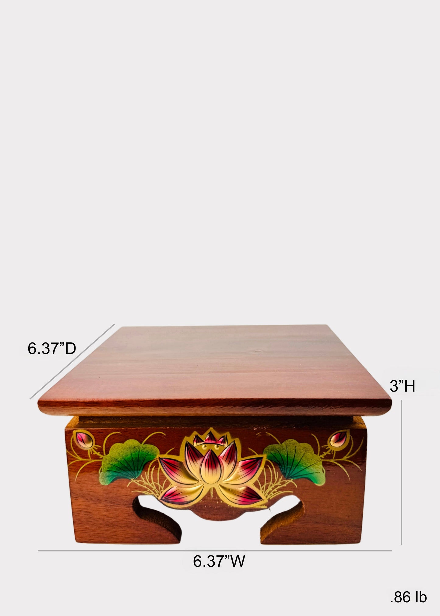 Lotus Wooden Altar Stand – Square Base