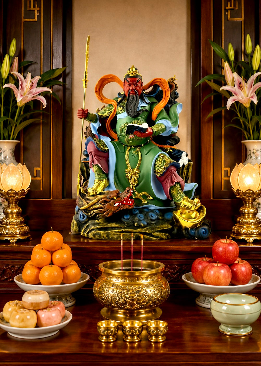 Vibrant Guan Gong - Guan Yu Warrior Statue