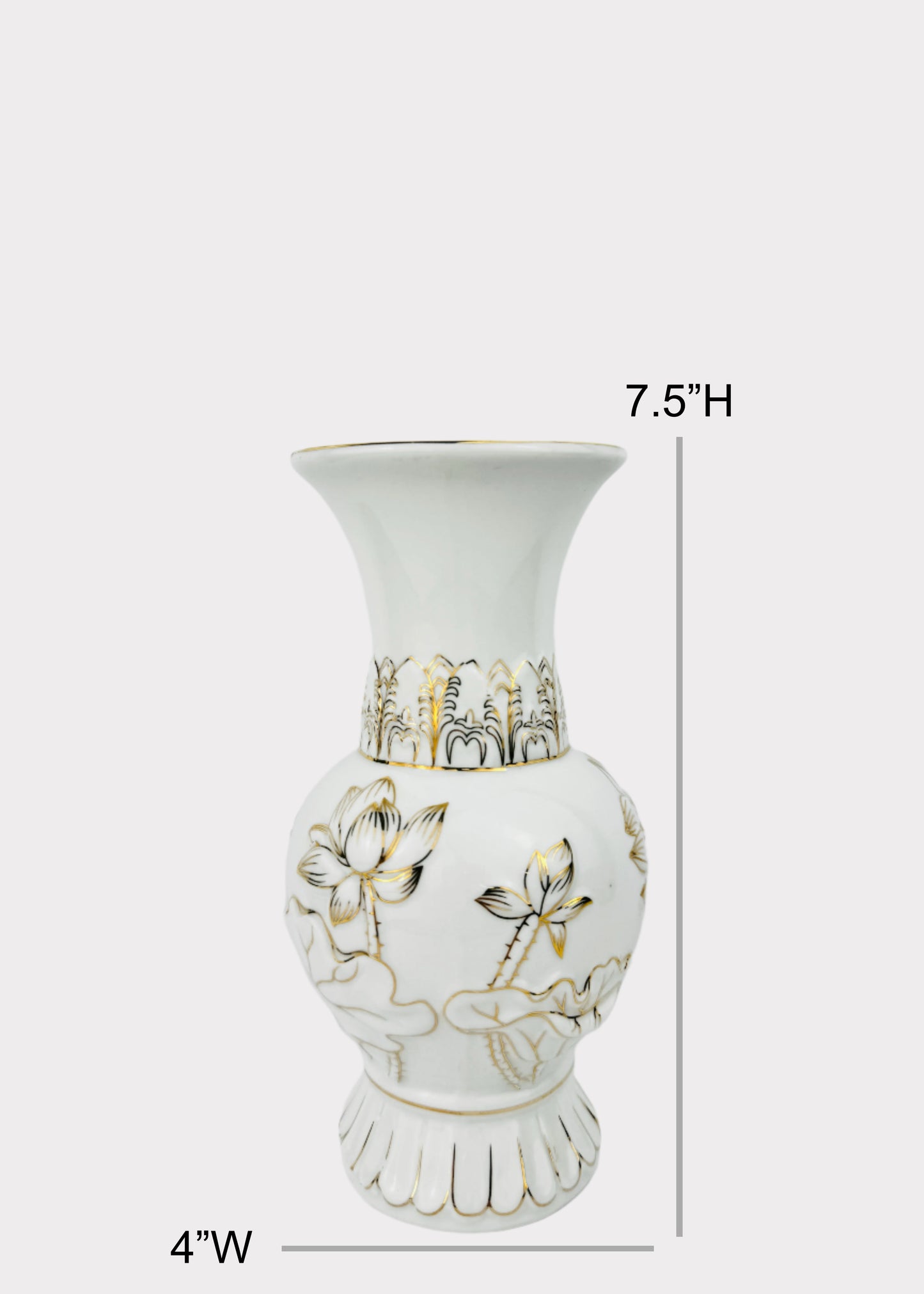 Lotus Altar Vase - White/Gold - Ceramic