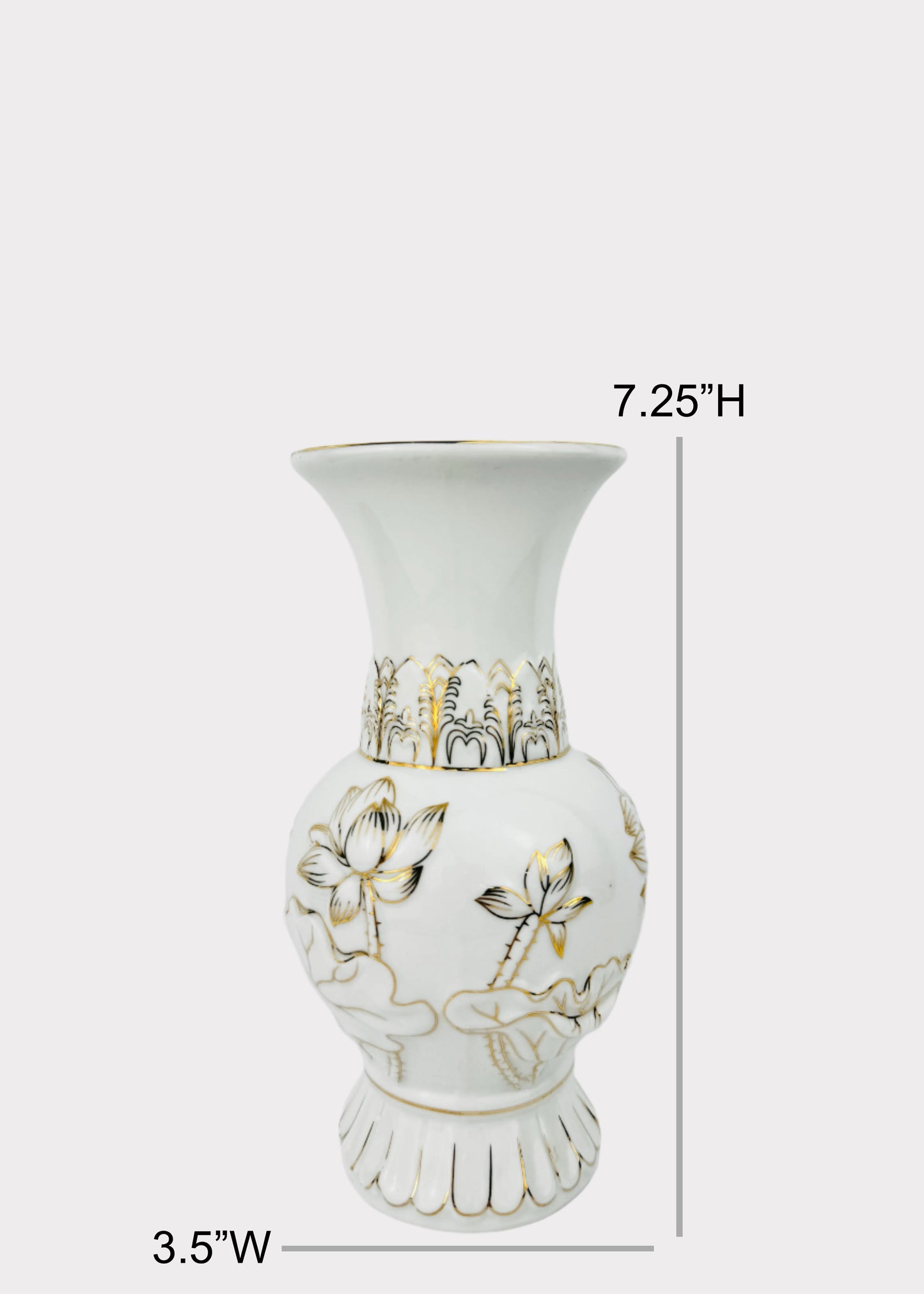 Lotus Altar Vase - White/Gold - Ceramic