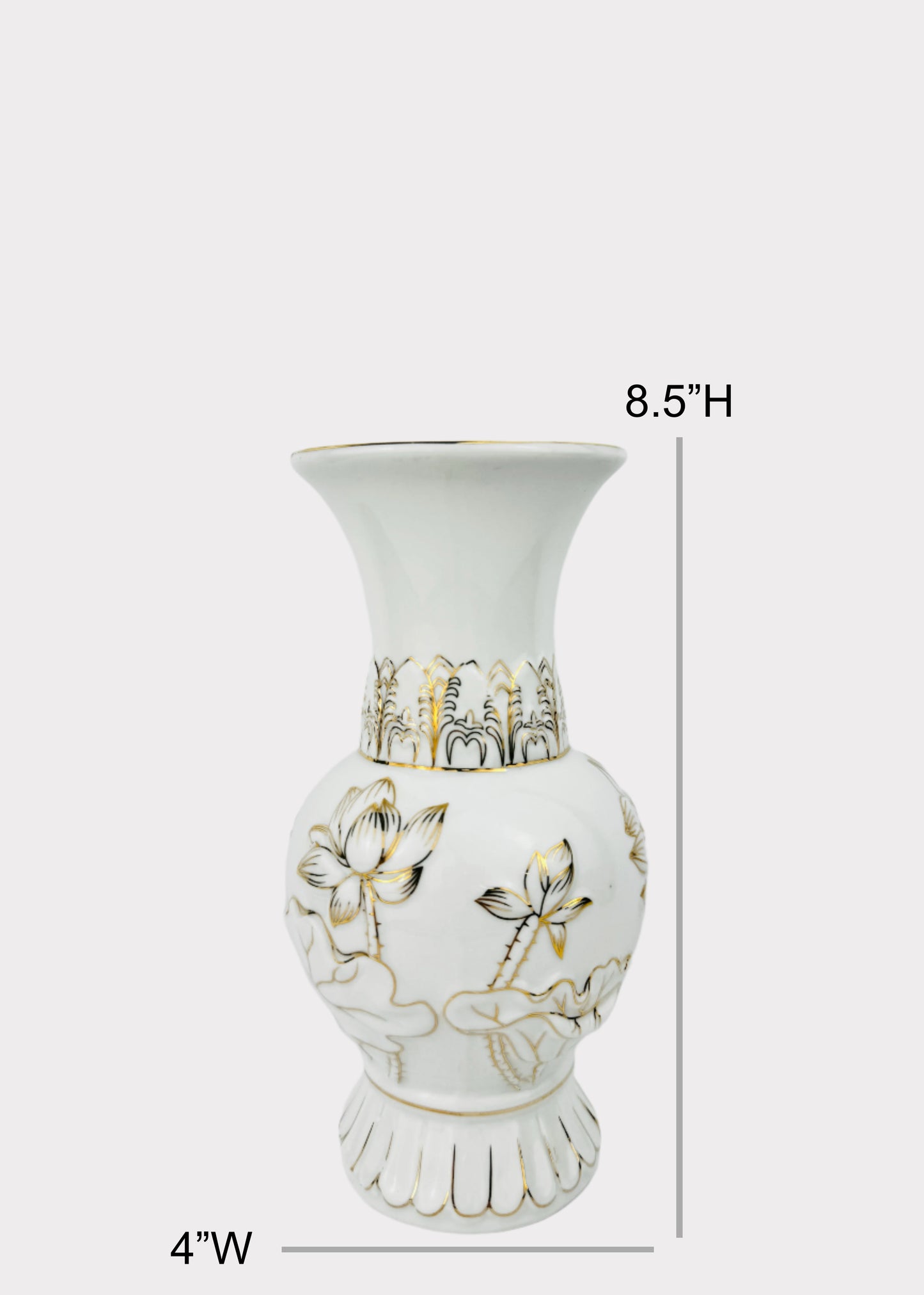 Lotus Altar Vase - White/Gold - Ceramic