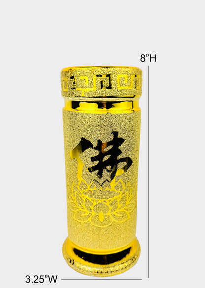Buddha Script Gold - Altar Vase - Ceramic