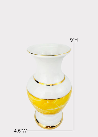 Yellow Marble Band - Altar Vase - Ceramic