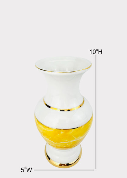 Yellow Marble Band - Altar Vase - Ceramic