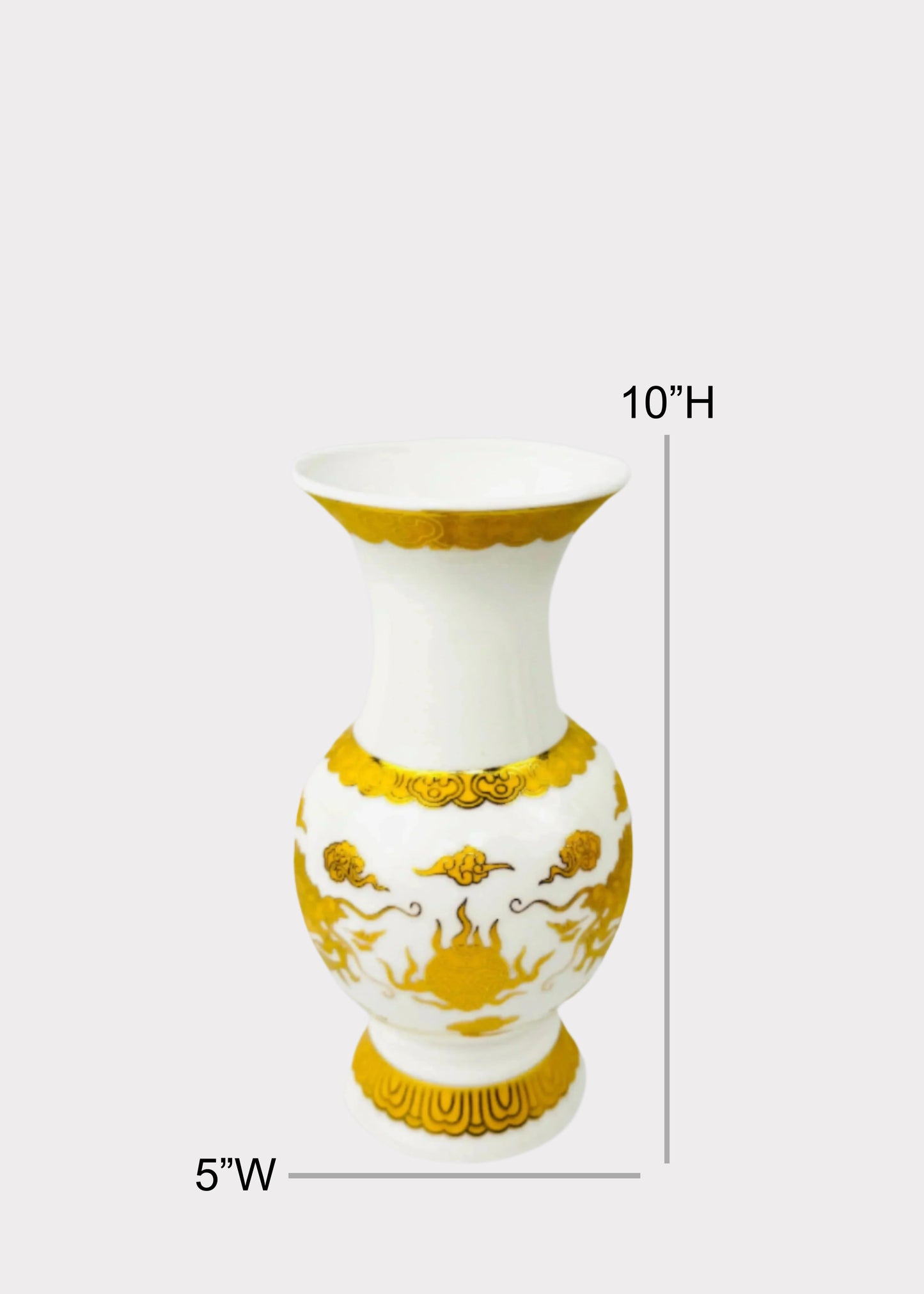 Double Dragon - Altar Vase - White/Gold - Ceramic
