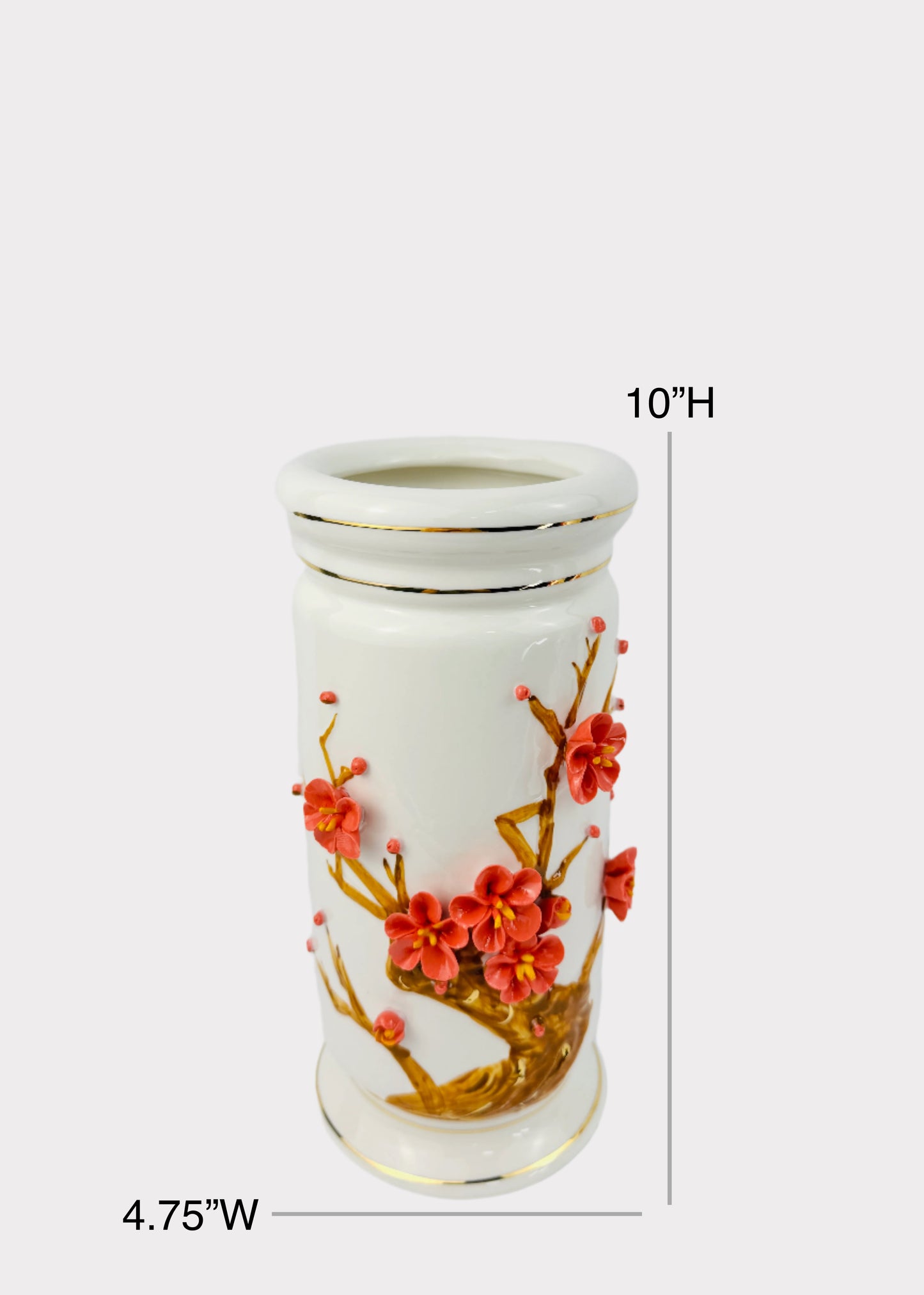 Red Blossom 3D Cylinder - Altar Vase - Ceramic
