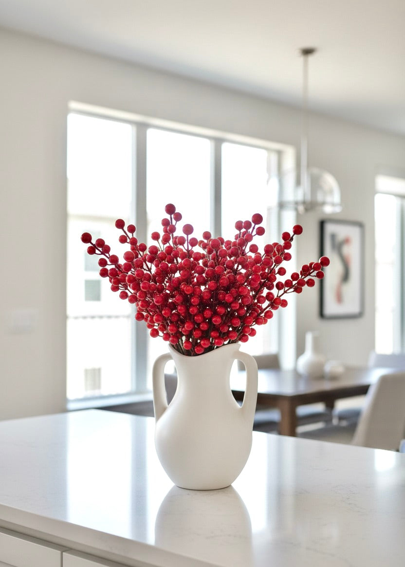 Red Berry Cluster Stem – Auspicious Lunar New Year Prosperity Decor