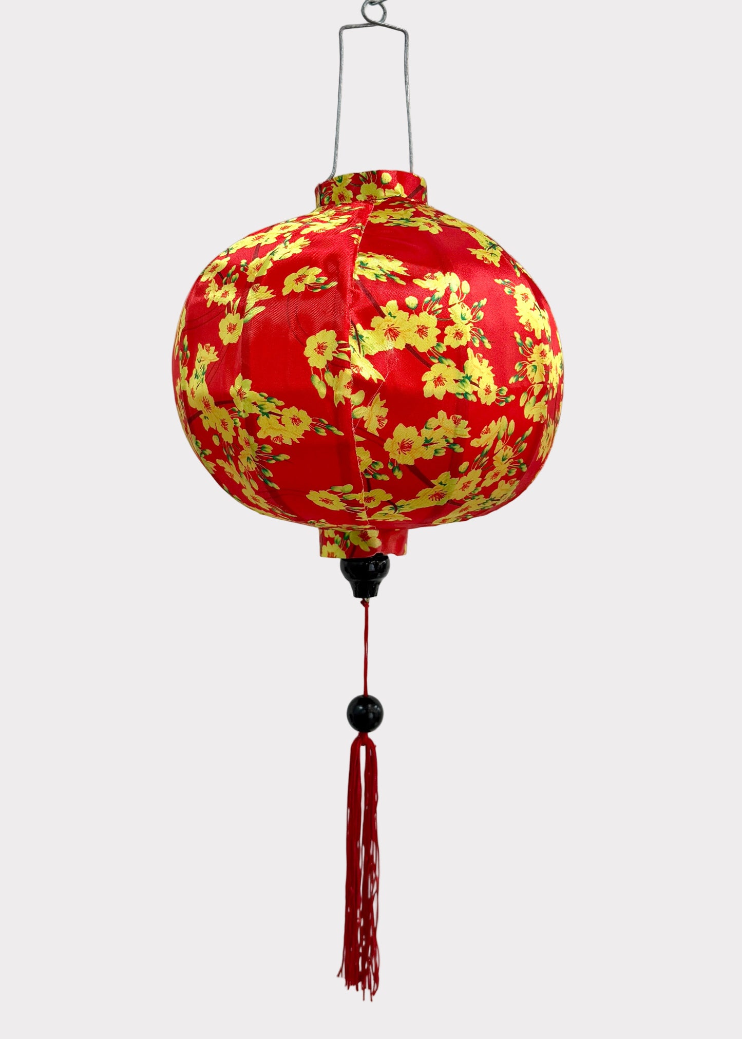 Silk Fabric Hanging Lantern – Floral Pattern – Red or Yellow Round