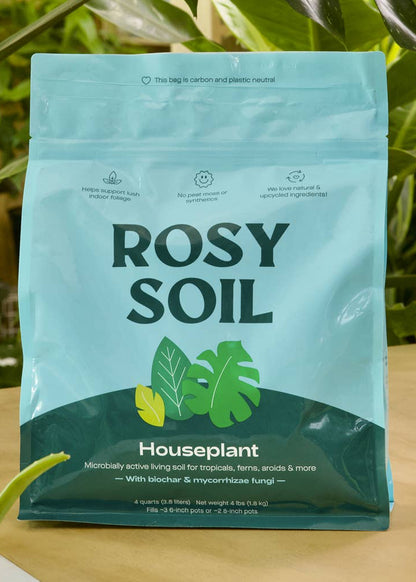 Rosy Soil Houseplant Potting Mix 4QT - Peat Free Indoor Plant Soil with Biochar & Mycorrhizae