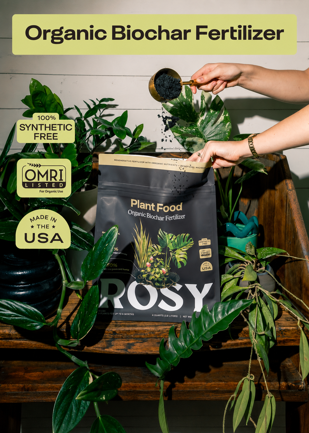 Rosy Soil Plant Food - Organic Microbially Active Fertilizer for Houseplants, Herbs & Flowers
