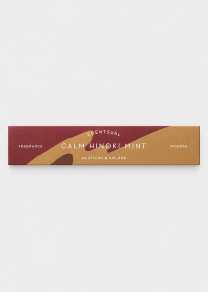 SCENTSUAL Calm Hinoki Mint Incense Sticks & Holder - 30 Sticks