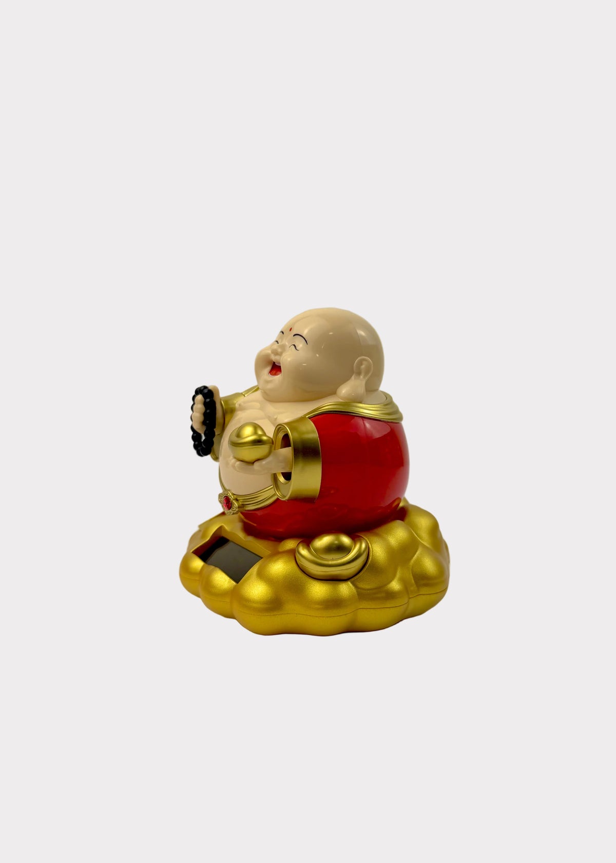 Solar Powered Rocking Laughing Buddha on Golden Cloud