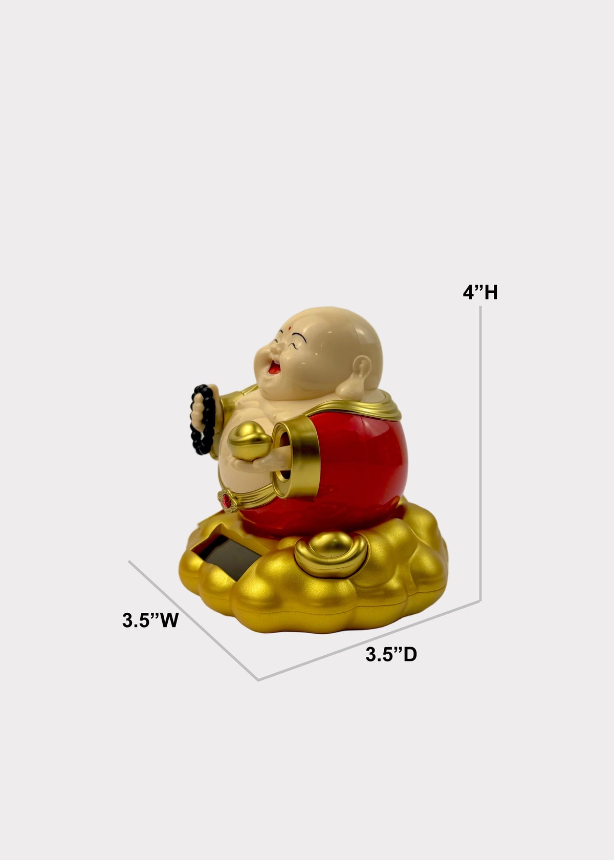 Solar Powered Rocking Laughing Buddha on Golden Cloud