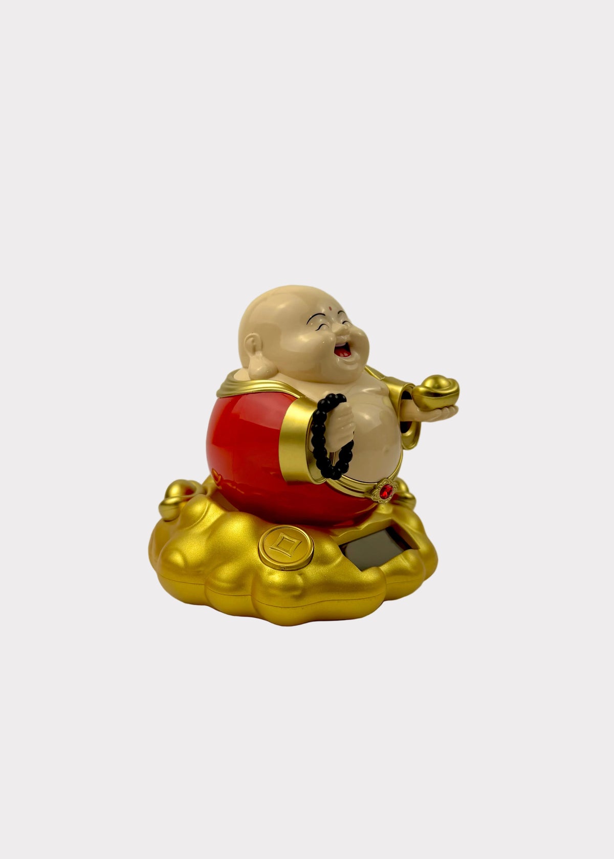 Solar Powered Rocking Laughing Buddha on Golden Cloud
