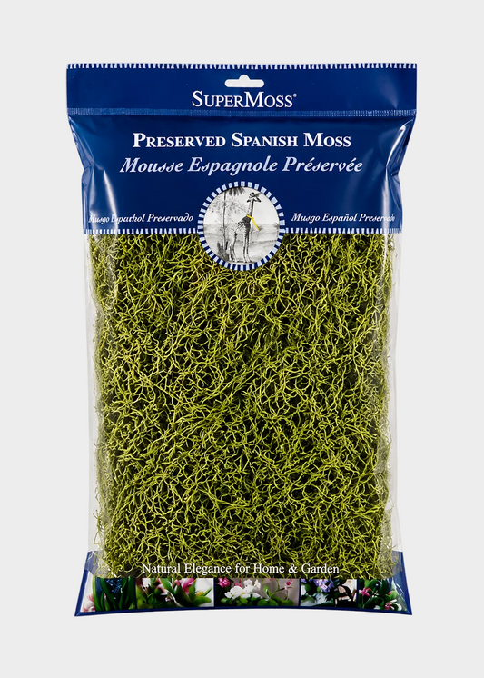 SuperMoss Preserved Spanish Moss packaging on a white background