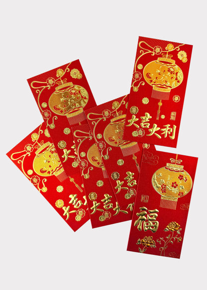 Shimmering Red Envelopes - Assorted Lucky Money Pack (6 Count)