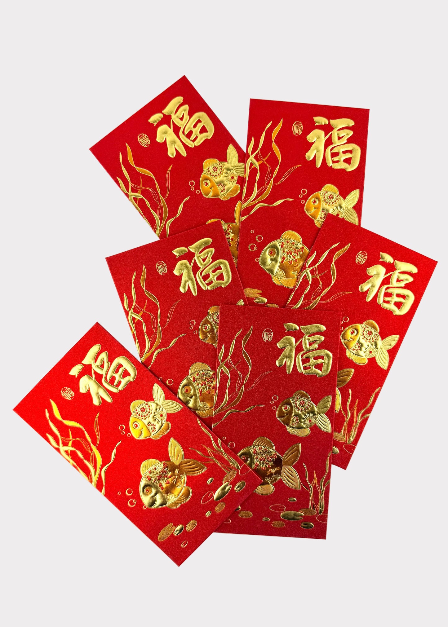 Shimmering Red Envelopes - Assorted Lucky Money Pack (6 Count)