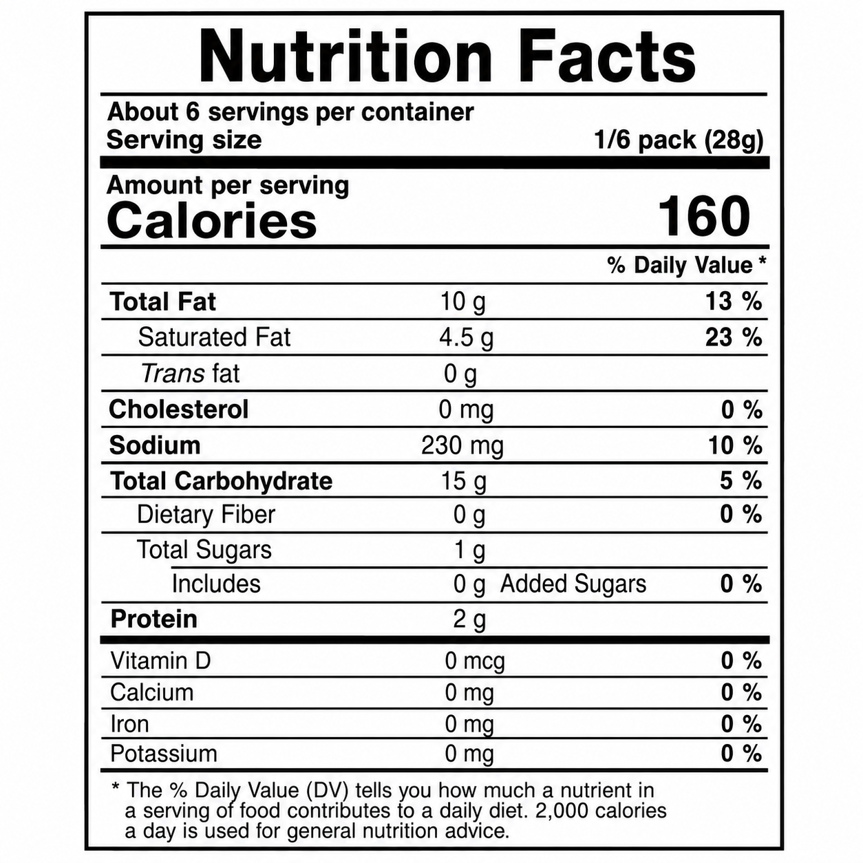 
Nutrition Facts for Turtle Chips Seaweed Flavor