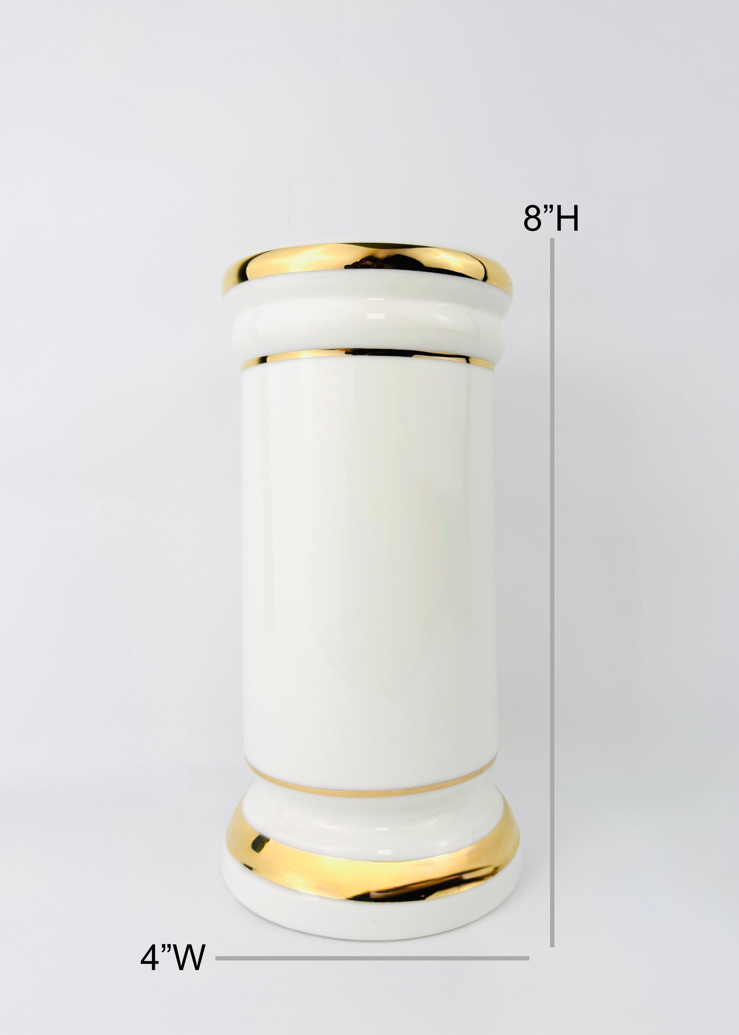 White Gold Rim Cylinder - Altar Vase - Ceramic