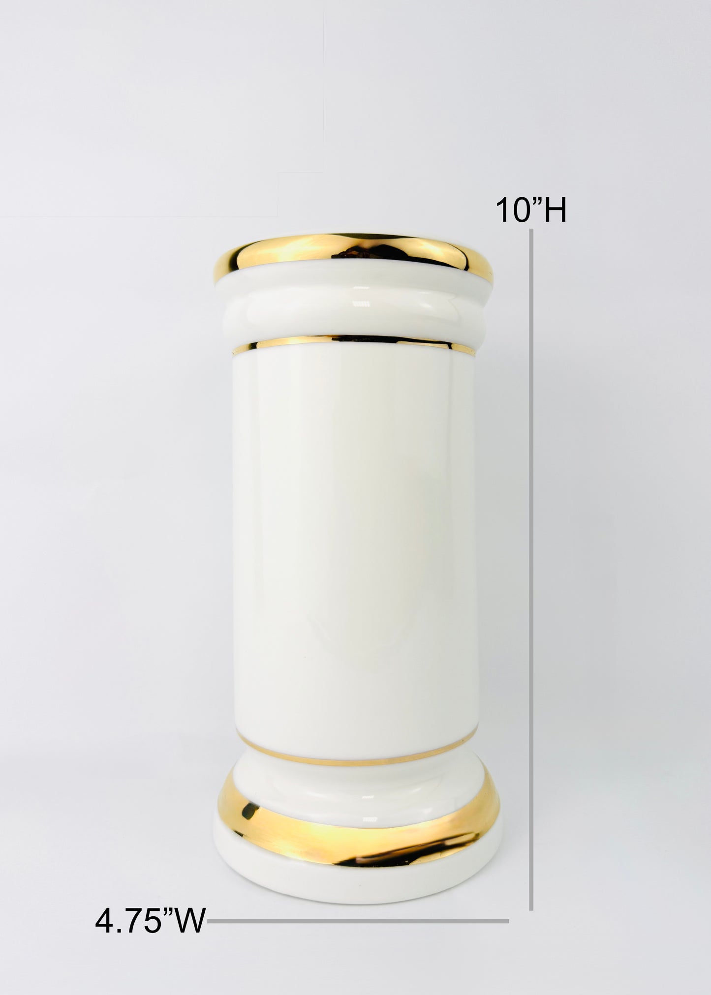 White Gold Rim Cylinder - Altar Vase - Ceramic