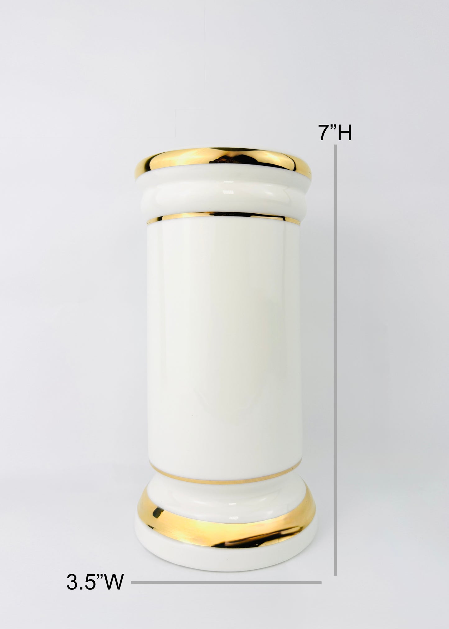 White Gold Rim Cylinder - Altar Vase - Ceramic