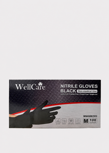 WellCare Black Nitrile Gloves – Powder Free Latex Free Disposable