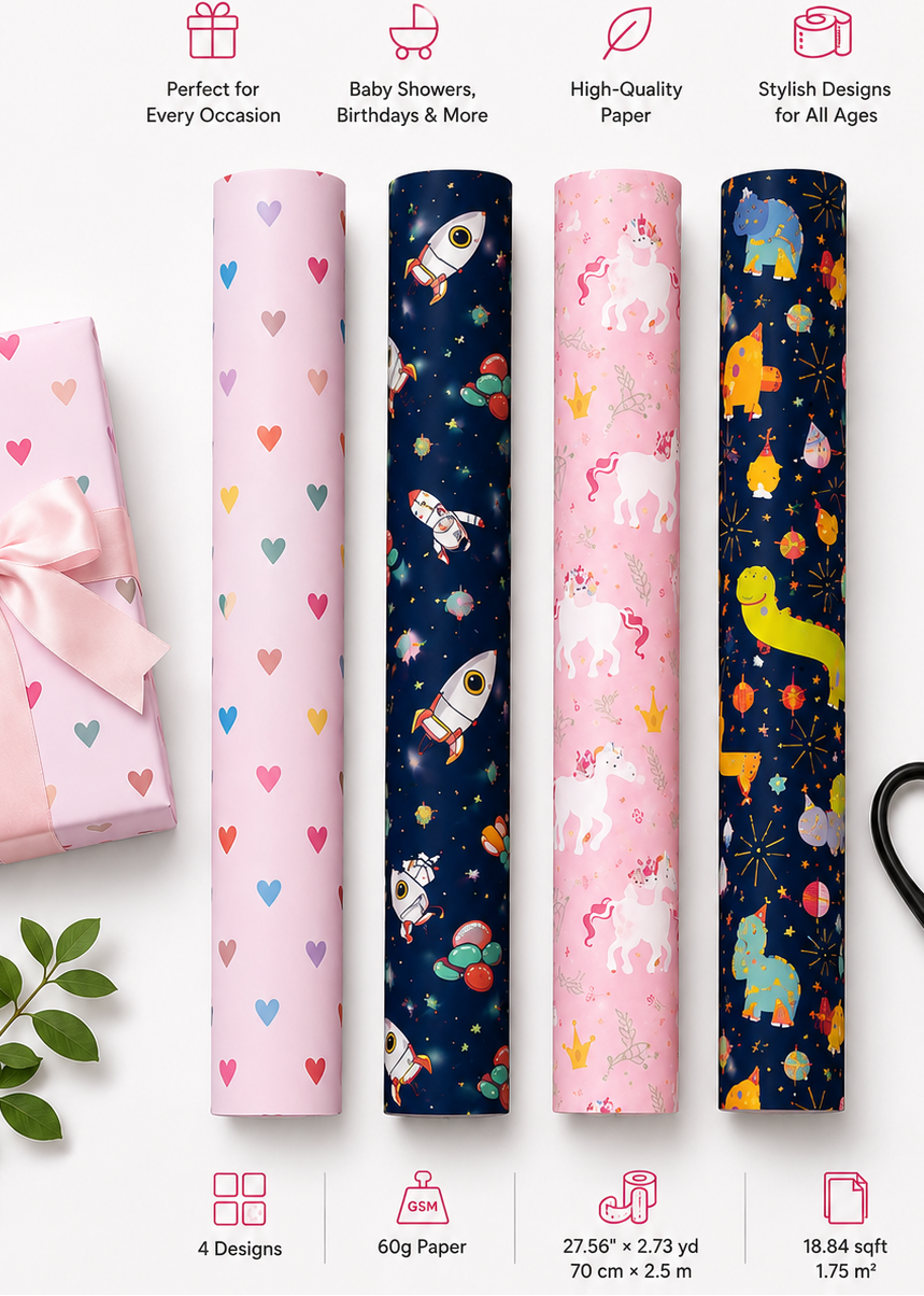 Hearts & Adventures Wrapping Paper Assortment